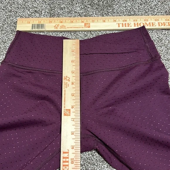 Lululemon capri crop leggings size 4 maroon deep purple cross waist polka dot - Picture 3 of 8